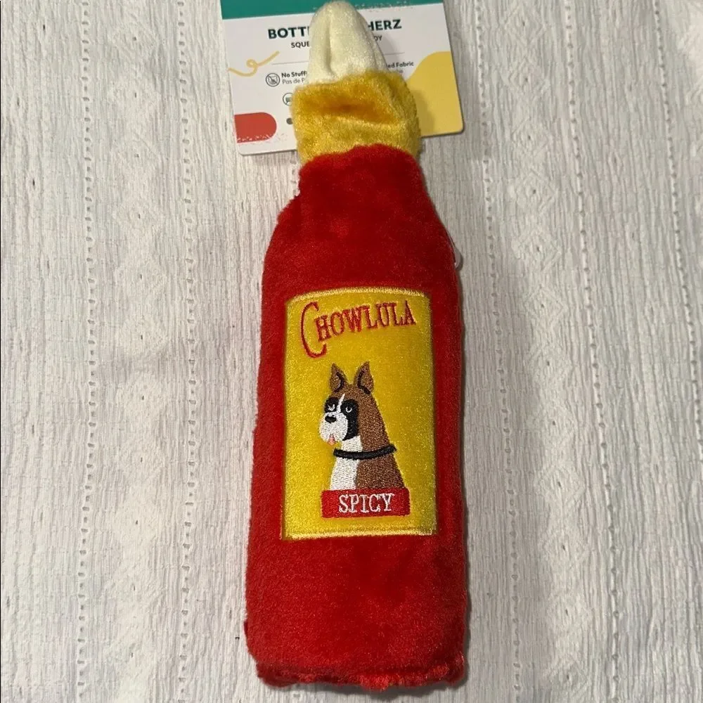 Zippy Paws Red Yellow Crusherz Chowlula Hot Sauce Plush Crinkle Dog Toy